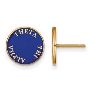 14K Plated Silver Blue Enamel Theta Phi Alpha Post Earrings